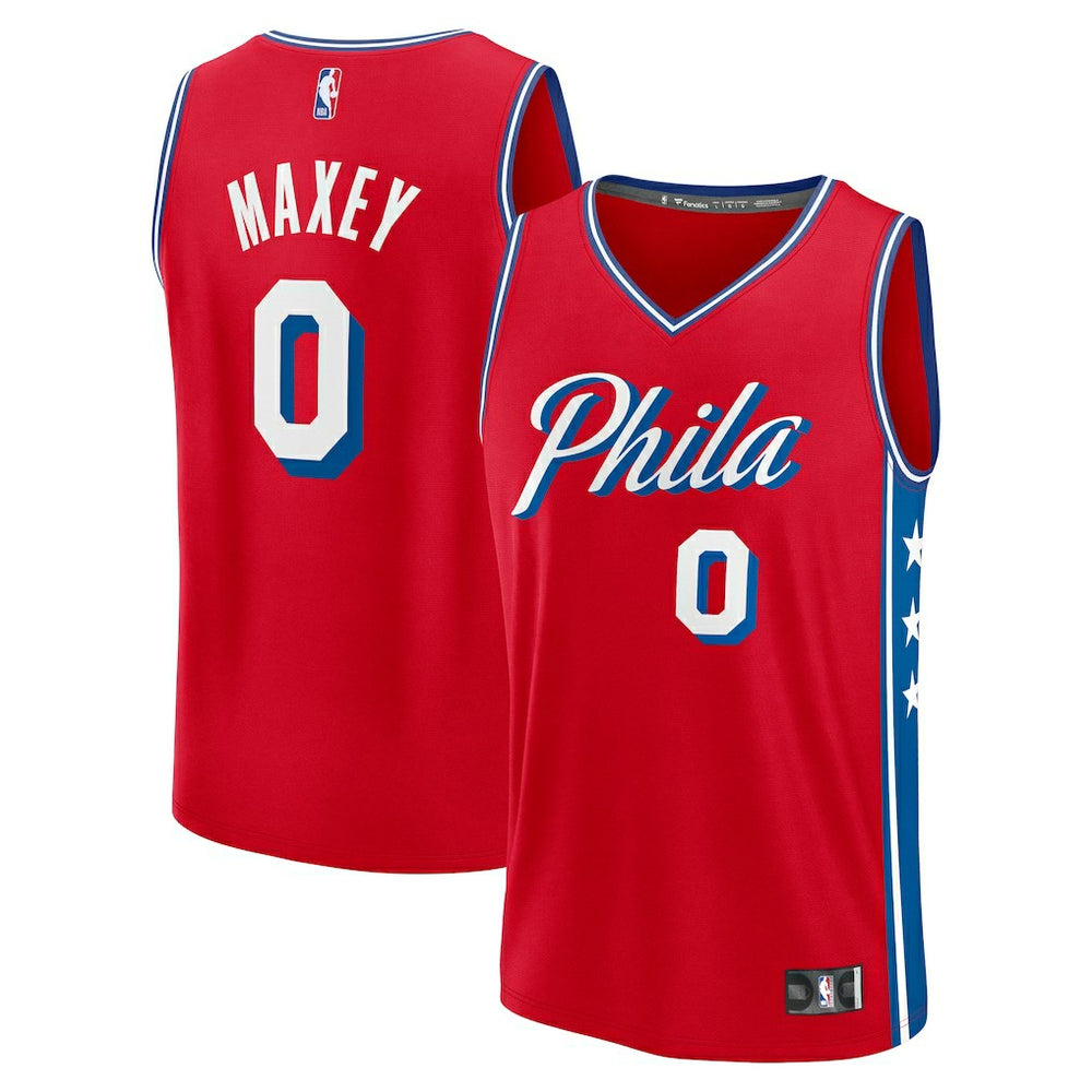 NBA Tyrese Maxey Philadelphia 76ers Fast Break Replica Player Jersey - Statement Edition - Red