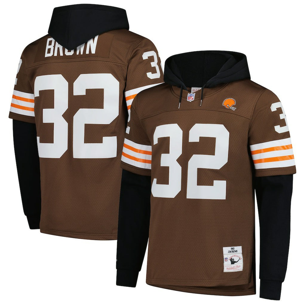 Jim Brown Cleveland Browns Player Name & Number Hoodie Legacy Jersey Brown