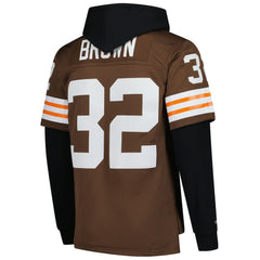 Jim Brown Cleveland Browns Player Name & Number Hoodie Legacy Jersey Brown