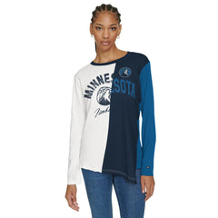 Minnesota Timberwolves Tommy Jeans Women's Amelia Color Blocked Long Sleeve T-Shirt White/Navy