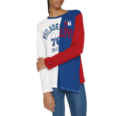 Philadelphia 76ers Tommy Jeans Women's Amelia Color Blocked Long Sleeve T-Shirt White/Royal