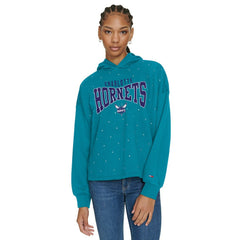 Charlotte Hornets Tommy Jeans Women's Stella Cropped Pullover Hoodie Teal