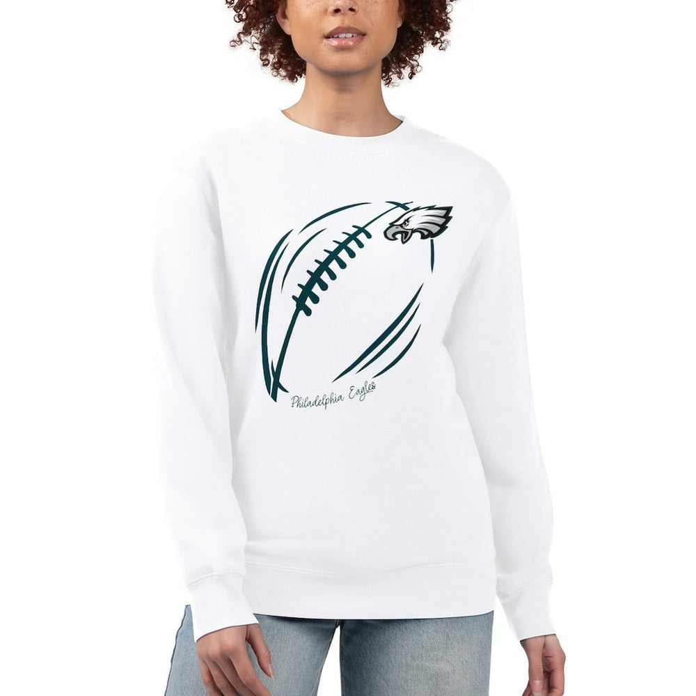 Philadelphia Eagles G-III 4Her by Carl Banks Women's Football Logo Graphic Fleece Tri-Blend Pullover Sweatshirt White