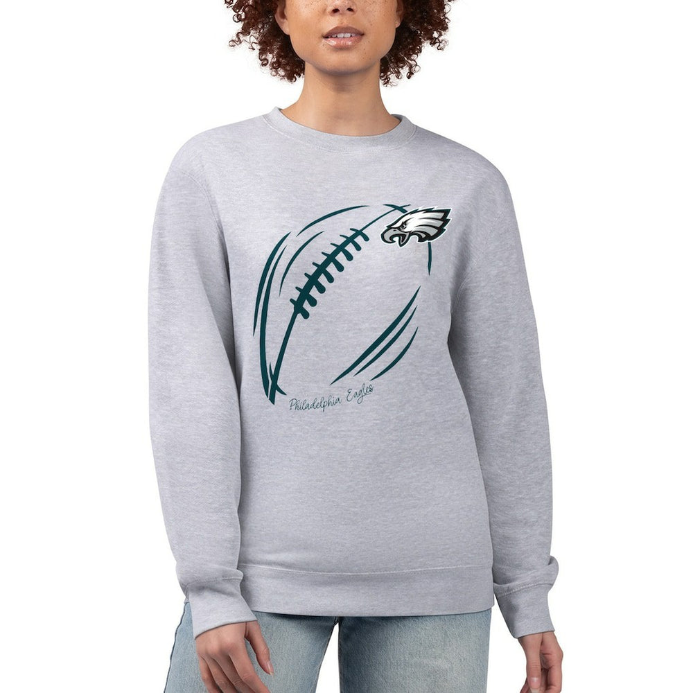 Philadelphia Eagles G-III 4Her by Carl Banks Women's Football Logo Graphic Fleece Tri-Blend Pullover Sweatshirt Heather Gray