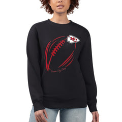 Kansas City Chiefs G-III 4Her by Carl Banks Women's Football Logo Graphic Fleece Tri-Blend Pullover Sweatshirt Black