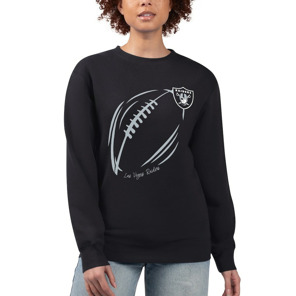 Las Vegas Raiders G-III 4Her by Carl Banks Women's Football Logo Graphic Fleece Tri-Blend Pullover Sweatshirt Black