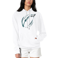 Philadelphia Eagles G-III 4Her by Carl Banks Women's Football Logo Fleece Tri-Blend Pullover Hoodie White