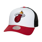 Miami Heat Hardwood Classics Blocker Foam Front Trucker Adjustable Hat White