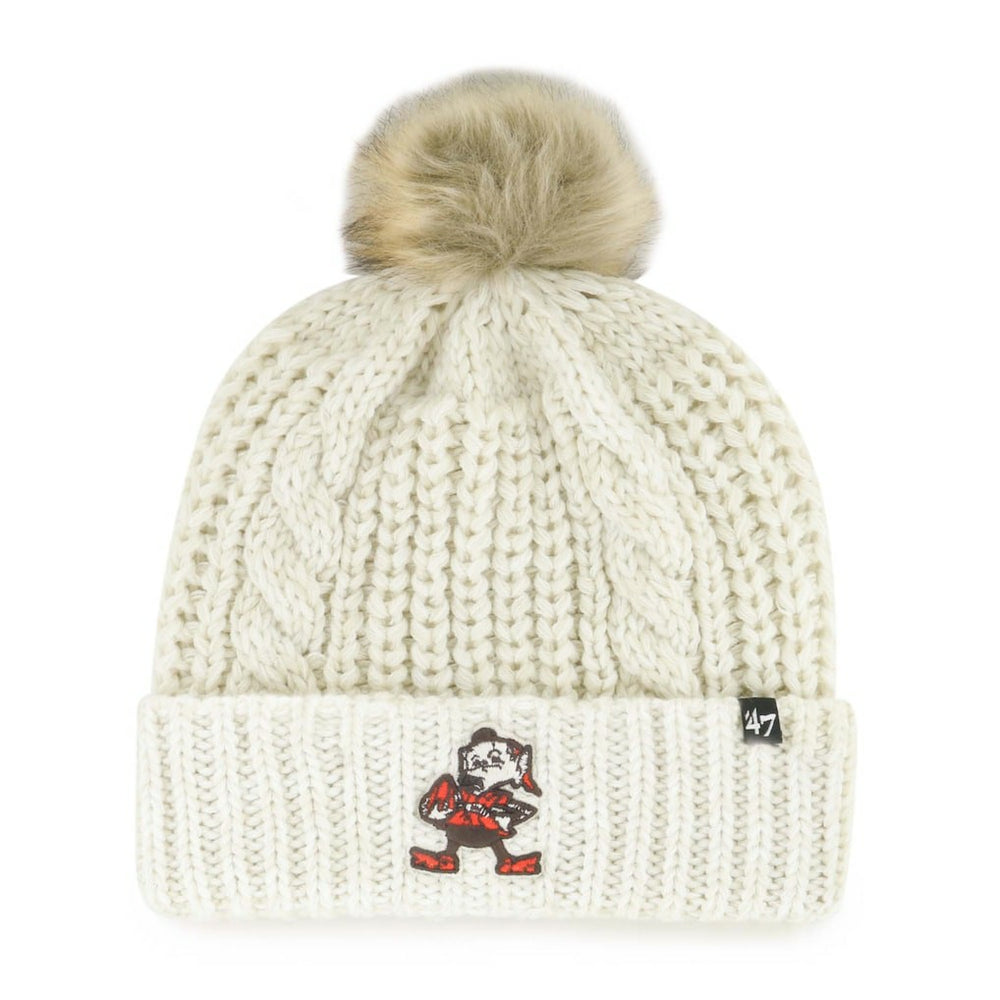 Cleveland Browns '47 Women's Meeko Cuffed Knit Hat with Pom Cream