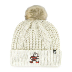 Cleveland Browns '47 Women's Meeko Cuffed Knit Hat with Pom Cream