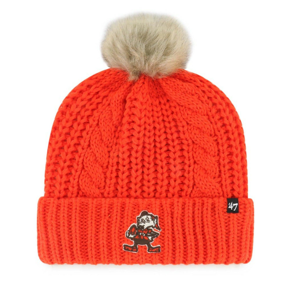 Cleveland Browns '47 Women's Meeko Cuffed Knit Hat with Pom Orange