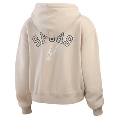 San Antonio Spurs WEAR by Erin Andrews Women's Tonal Felt Patch Full-Zip Hoodie Tan