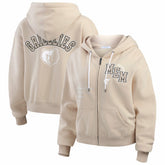 Memphis Grizzlies WEAR by Erin Andrews Women's Plus Size Tonal Felt Patch Full-Zip Hoodie Cream