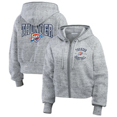 Oklahoma City Thunder WEAR by Erin Andrews Women's Speckled Radiator Full-Zip Hoodie Heather Gray