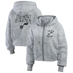 Utah Jazz WEAR by Erin Andrews Women's Speckled Radiator Full-Zip Hoodie Heather Gray