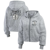 Brooklyn Nets WEAR by Erin Andrews Women's Speckled Radiator Full-Zip Hoodie Heather Gray