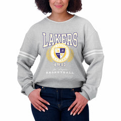 Los Angeles Lakers WEAR by Erin Andrews Women's French Terry Pullover Sweatshirt Heather Gray