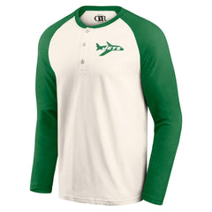 New York Jets Darius Rucker Collection Raglan Henley Long Sleeve T-Shirt Cream/Green
