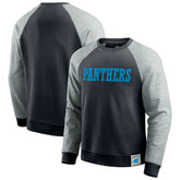 Carolina Panthers Darius Rucker Collection Colorblock Pullover Sweatshirt Black/Heather Gray