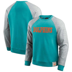 Miami Dolphins Darius Rucker Collection Colorblock Pullover Sweatshirt Aqua/Heather Gray