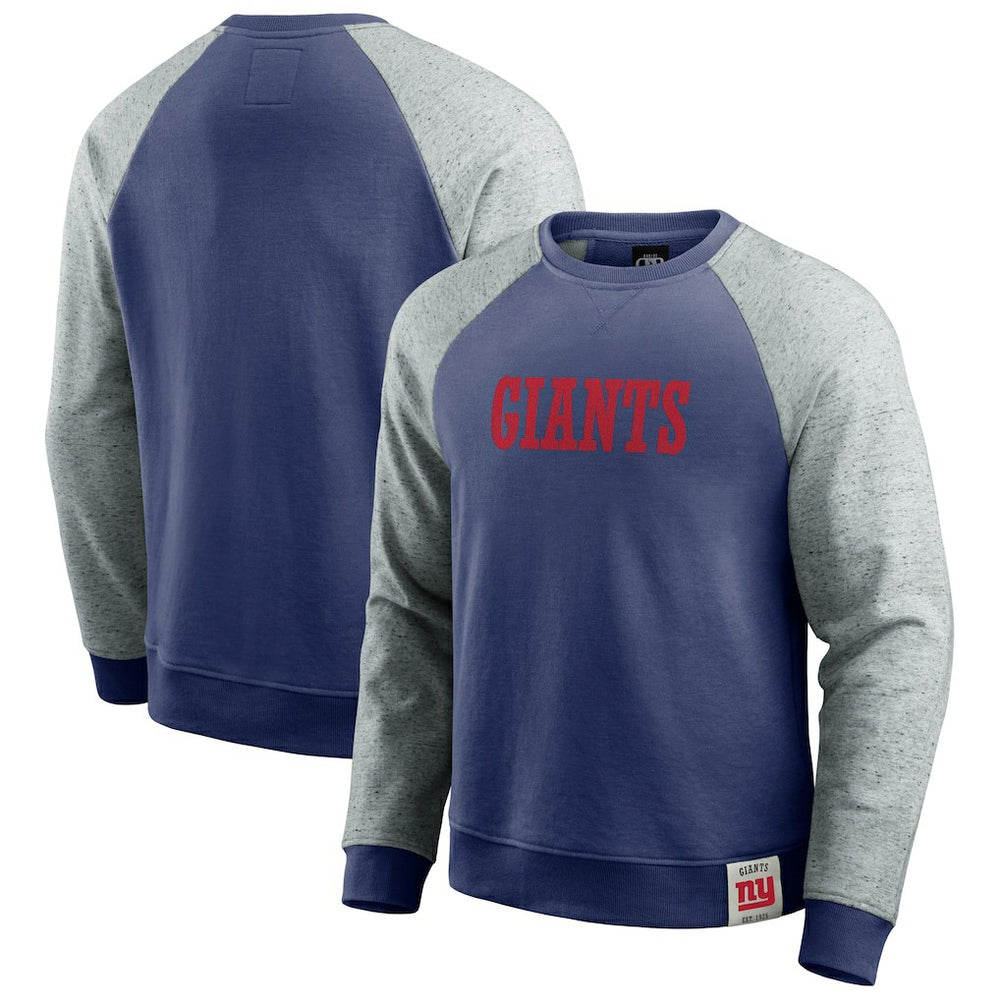 New York Giants Darius Rucker Collection Colorblock Pullover Sweatshirt Royal/Heather Gray