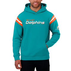 Miami Dolphins Darius Rucker Collection Football Washed Pullover Hoodie Aqua