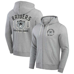 Las Vegas Raiders Darius Rucker Collection Vintage Stripe Full-Zip Hoodie Heather Gray