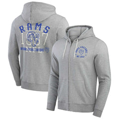 Los Angeles Rams Darius Rucker Collection Vintage Stripe Full-Zip Hoodie Heather Gray