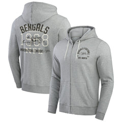 Cincinnati Bengals Darius Rucker Collection Vintage Stripe Full-Zip Hoodie Heather Gray