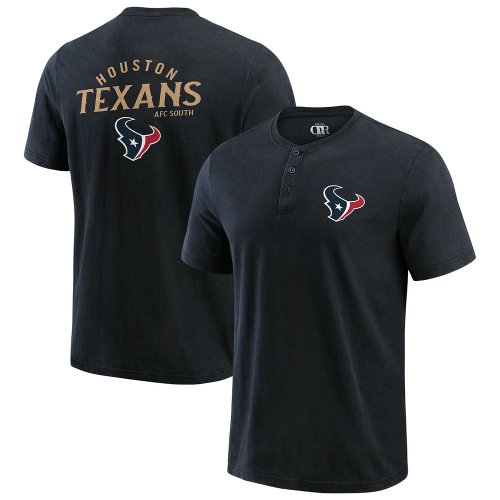Houston Texans Darius Rucker Collection Washed Henley T-Shirt Black