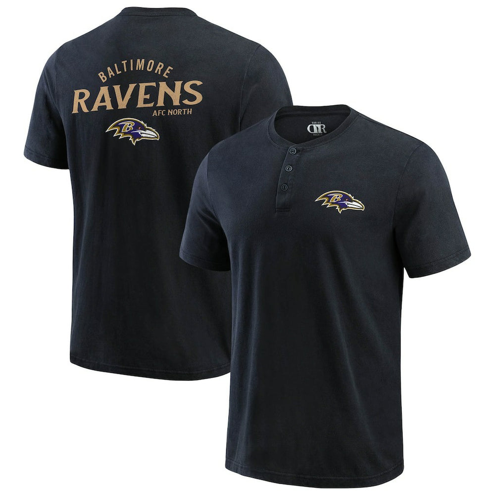 Baltimore Ravens Darius Rucker Collection Washed Henley T-Shirt Black
