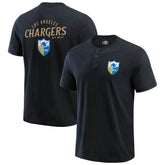 Los Angeles Chargers Darius Rucker Collection Washed Henley T-Shirt Black