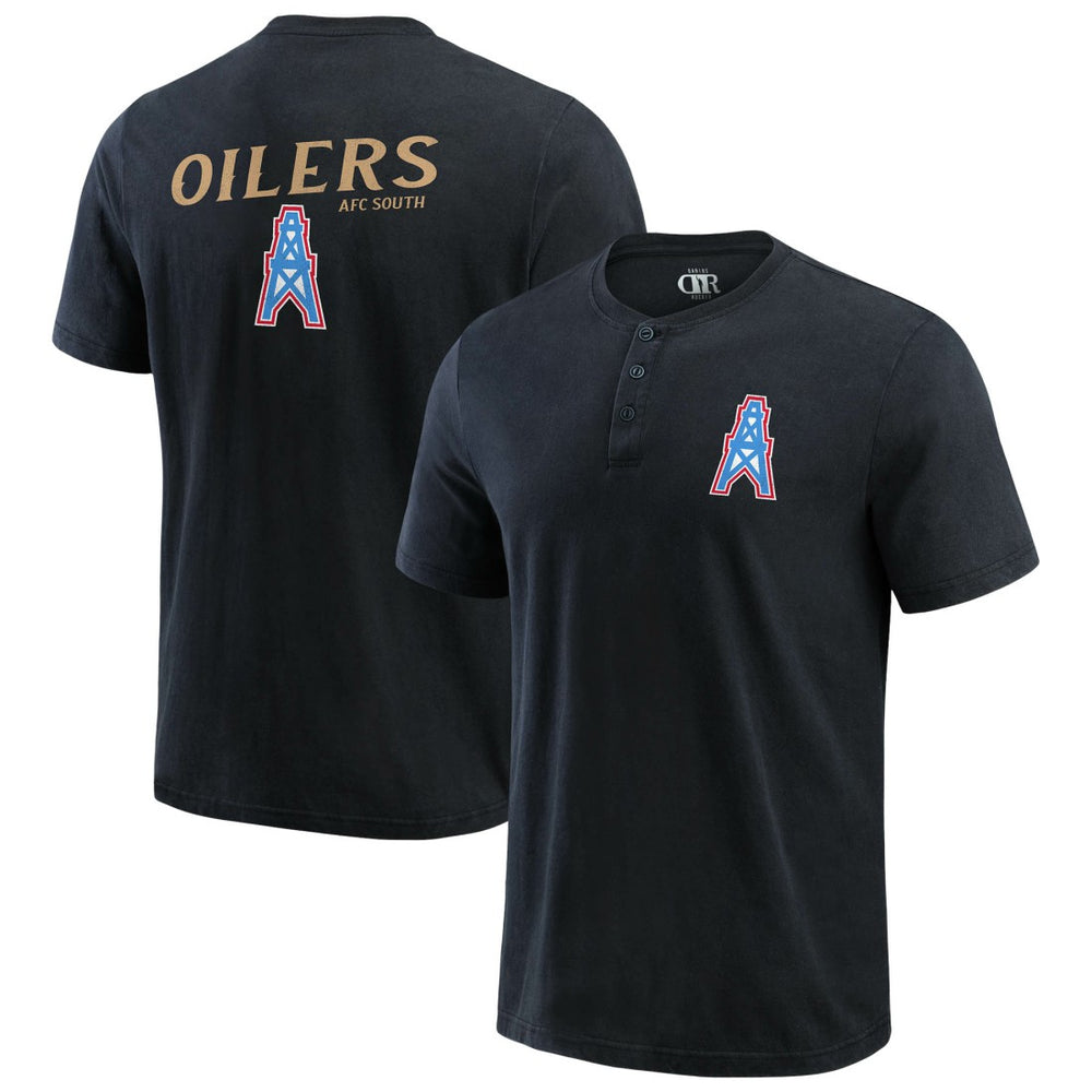 Tennessee Titans Darius Rucker Collection Washed Henley T-Shirt Black