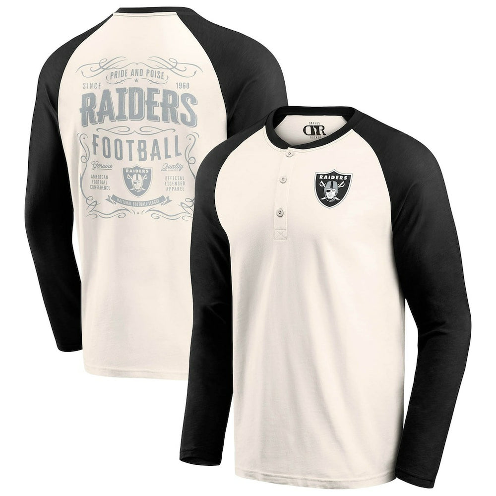 Las Vegas Raiders Darius Rucker Collection Raglan Henley T-Shirt Cream/Black