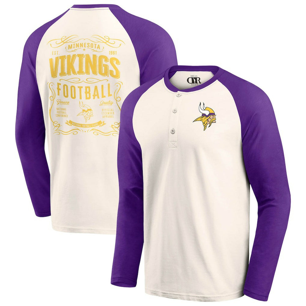 Minnesota Vikings Darius Rucker Collection Raglan Henley T-Shirt Cream/Purple