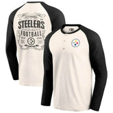 Pittsburgh Steelers Darius Rucker Collection Raglan Henley T-Shirt Cream/Black