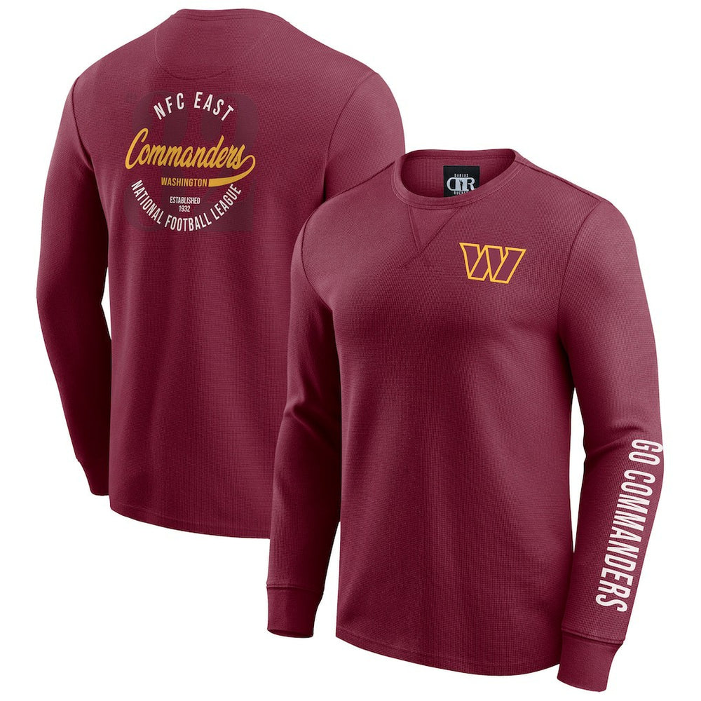 Washington Commanders Darius Rucker Collection Washed Waffle-Knit Long Sleeve T-Shirt Burgundy