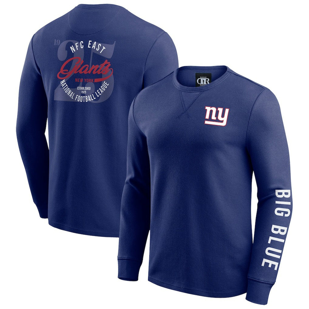 New York Giants Darius Rucker Collection Washed Waffle-Knit Long Sleeve T-Shirt Royal