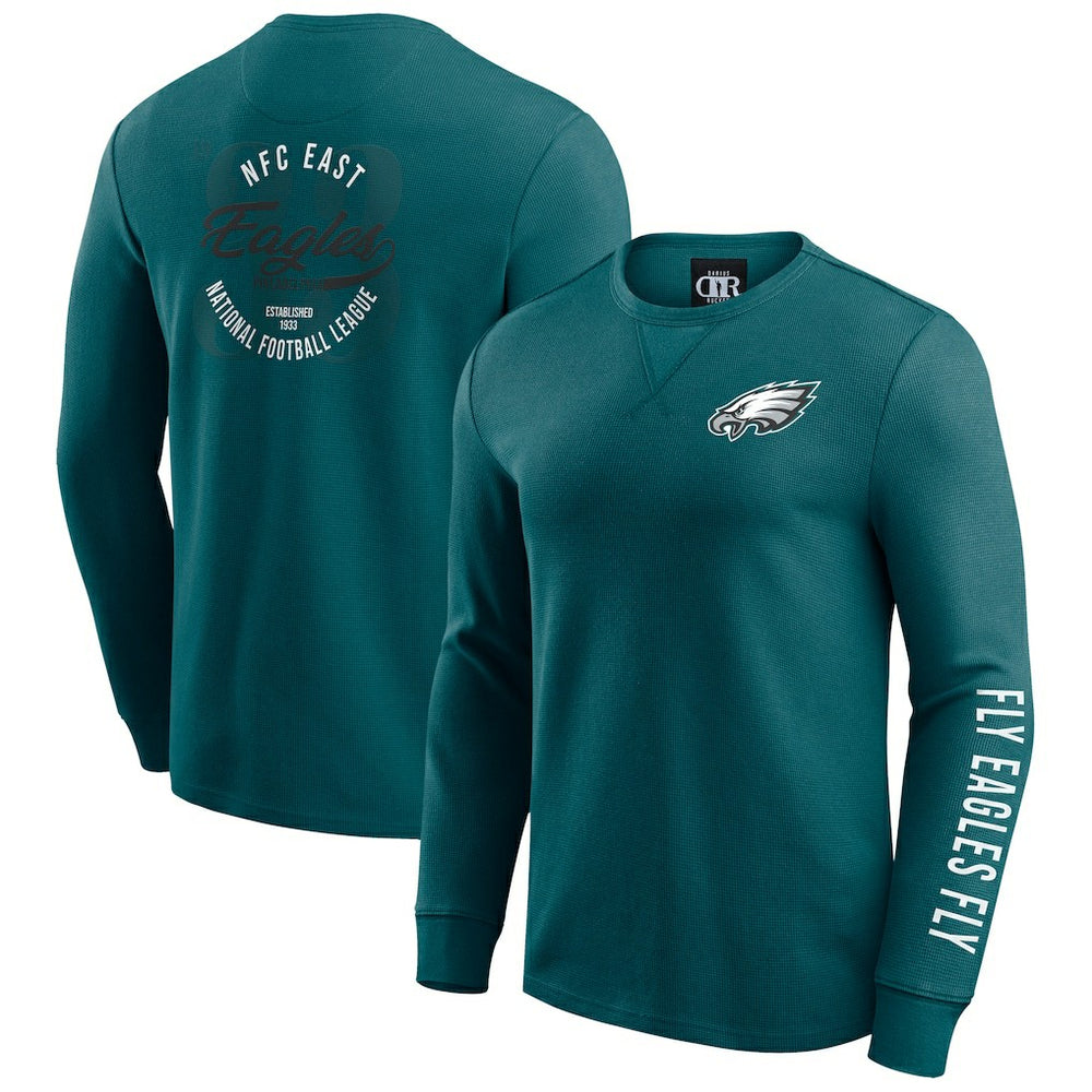 Philadelphia Eagles Darius Rucker Collection Washed Waffle-Knit Long Sleeve T-Shirt Kelly Green