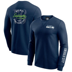 Seattle Seahawks Darius Rucker Collection Washed Waffle-Knit Long Sleeve T-Shirt College Navy