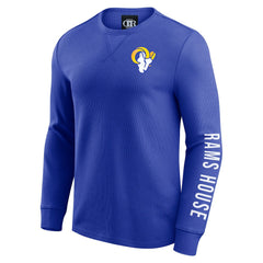 Los Angeles Rams Darius Rucker Collection Washed Waffle-Knit Long Sleeve T-Shirt Royal