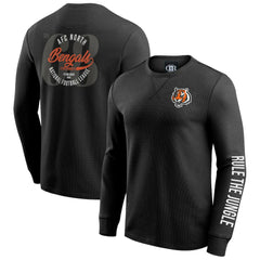 Cincinnati Bengals Darius Rucker Collection Washed Waffle-Knit Long Sleeve T-Shirt Black