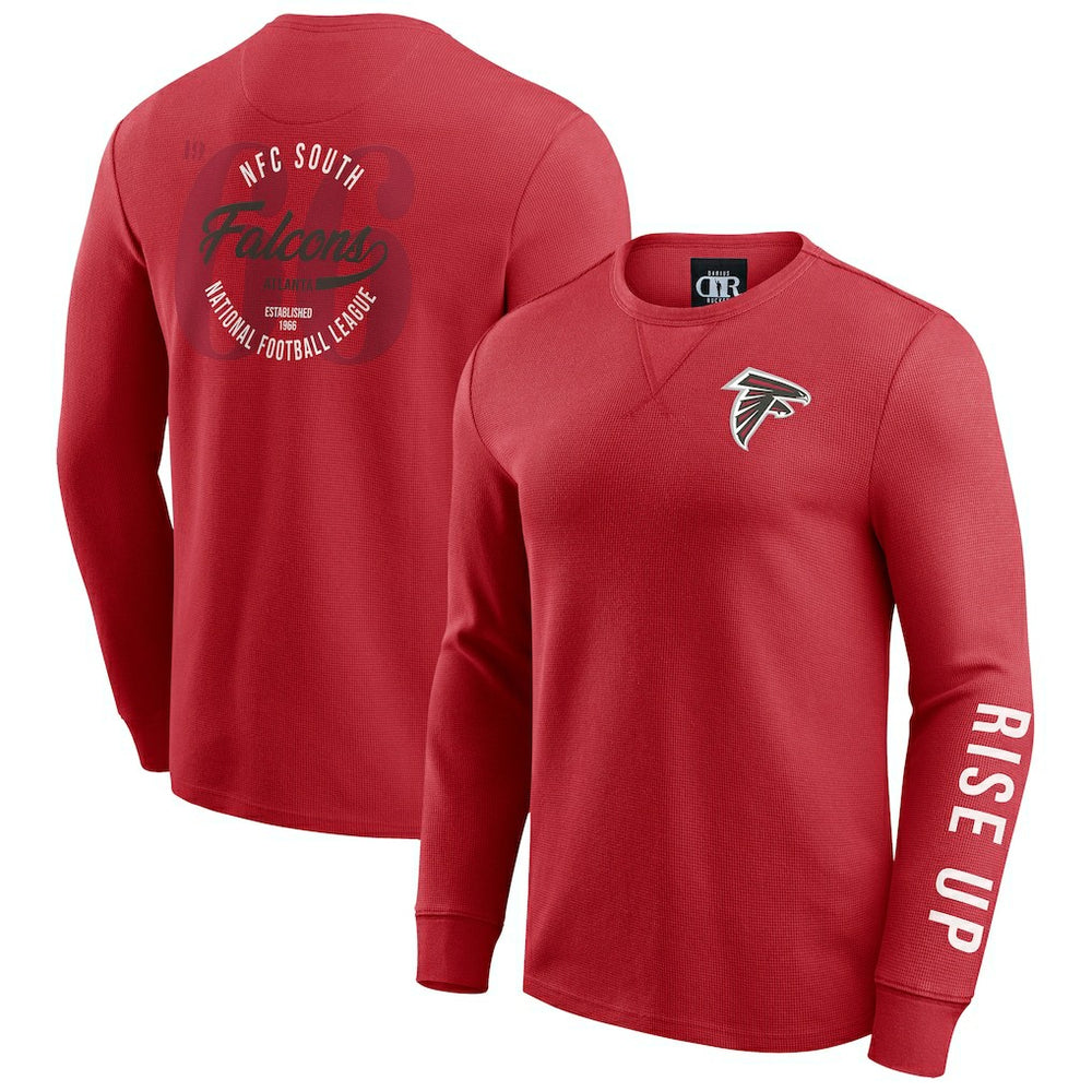 Atlanta Falcons Darius Rucker Collection Washed Waffle-Knit Long Sleeve T-Shirt Red
