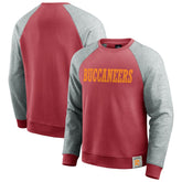Tampa Bay Buccaneers Darius Rucker Collection Throwback Color Block Raglan Pullover Sweatshirt Red/Heather Gray