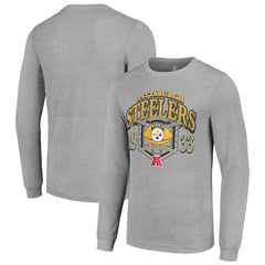 Pittsburgh Steelers Starter Retro Long Sleeve Graphic T-Shirt Heather Gray