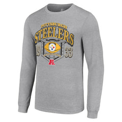 Pittsburgh Steelers Starter Retro Long Sleeve Graphic T-Shirt Heather Gray