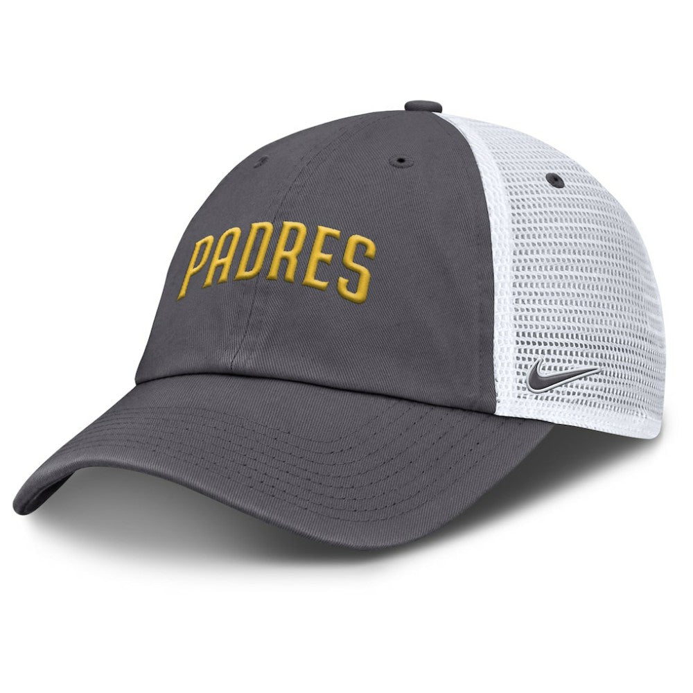 San Diego Padres Nike Wordmark Club Adjustable Trucker Hat - Gray Hats