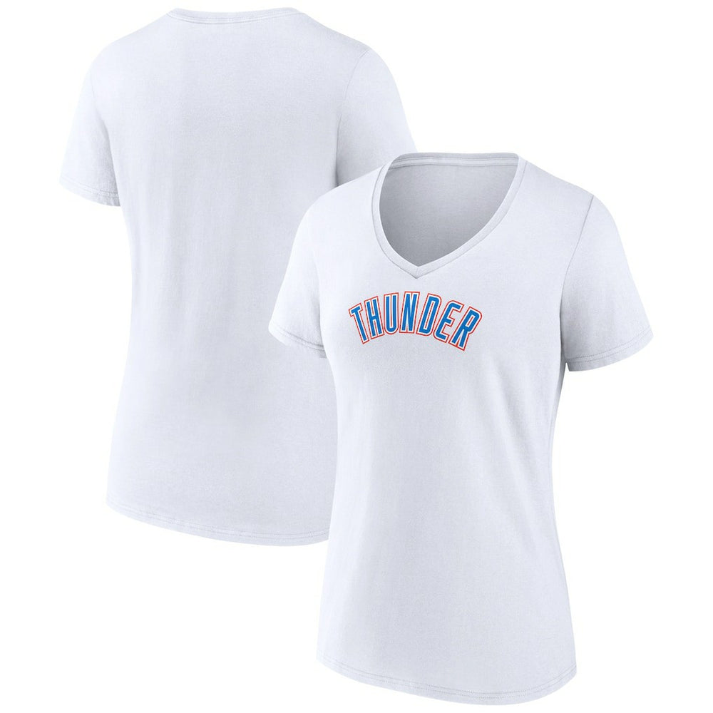 Oklahoma City Thunder Women's Wordmark Home V-Neck T-Shirt White