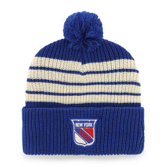 NHL New York Rangers '47 Old Time Hockey Barn Cuffed Knit Hat with Pom - Blue