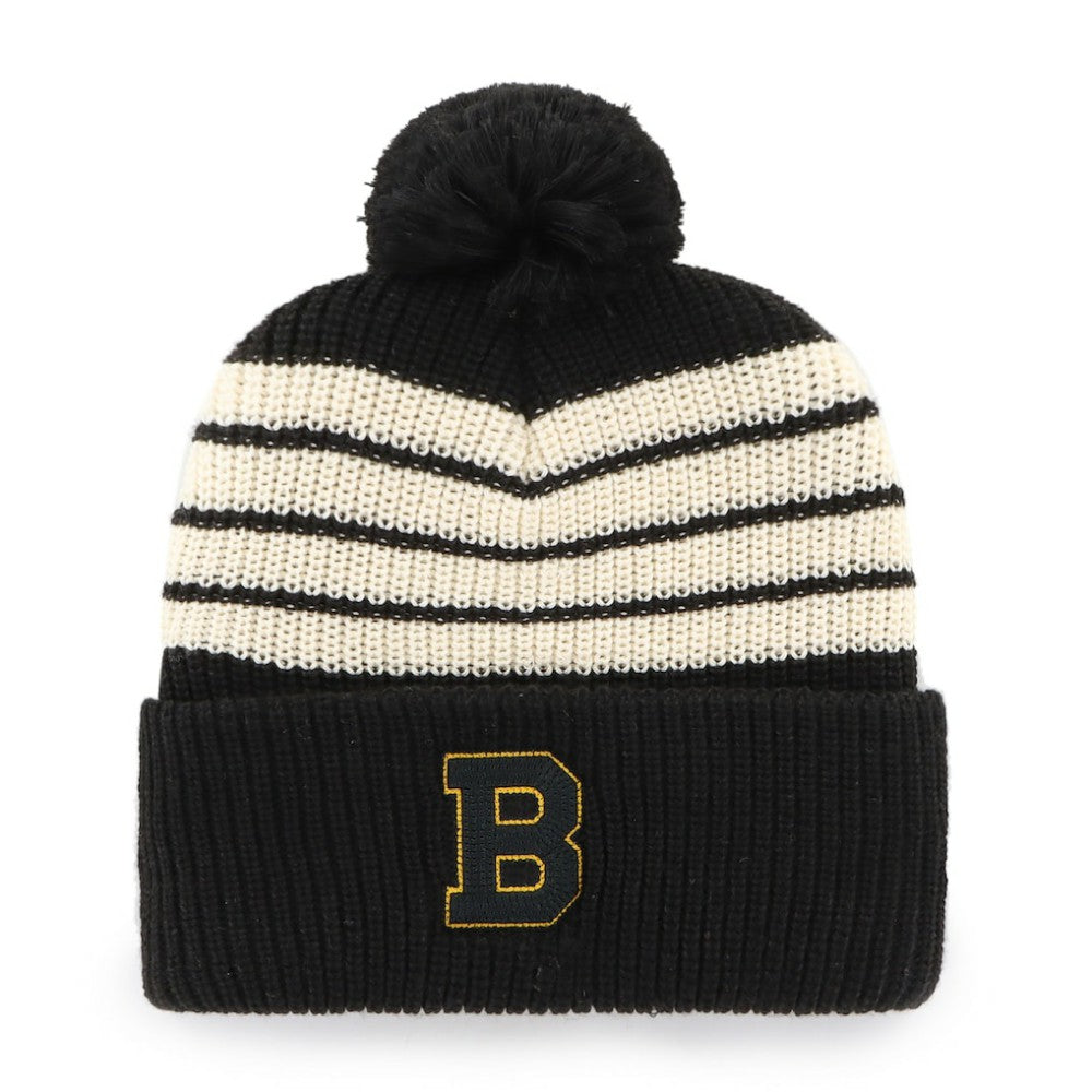 NHL Boston Bruins '47 Old Time Hockey Barn Cuffed Knit Hat with Pom - Black